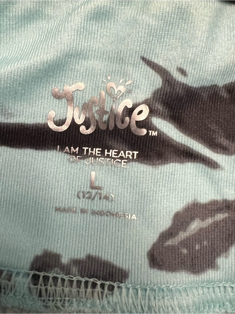 Girls L 12/14 Justice Aqua and Black Tie-Dye Leggings NWT